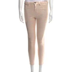 L'Agence "Margot" High Rise Skinny Jeans in Rose Gold Foil, NWOT, size 25